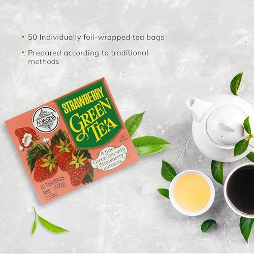 Image of Mlesna Strawberry Green Tea 100g | 50 Foil-Wrapped Tea Bags | Pure Ceylon Green Tea | Rich in Antioxidant | Imported from Sri Lanka