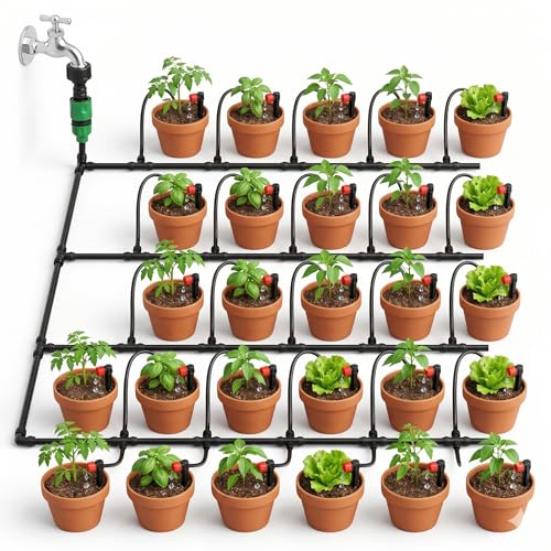 Image of JERN Micro Drip Irrigation System for 30 Plant, Self Automatic Watering Garden Hose Kits With Adjustable Dripper