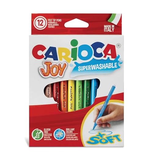 Carioca - Caja de rotuladores con tinta lavable, punta fina sintética, 12 unidades, multicolor