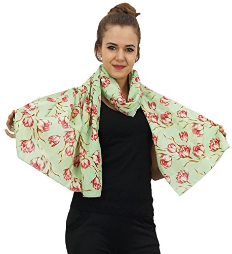 Floral Printed 100% Cotton Lightweight, Shawl, Scarves Women Long Stole Neck Wrap Dupatta-28x72 Inches4