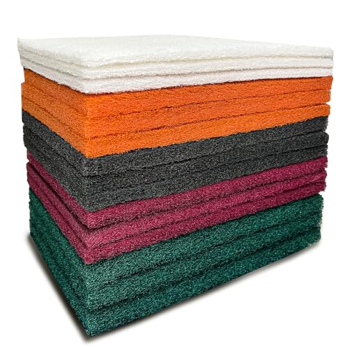 Hand Pads Coarse Medium Fine Superfine 5 Different Specifications Assortment General Purpose Scouring Pad ldeal for Garden Tools and Grills, Automotive Body Tools 15 Pack 6 x 9 Inch