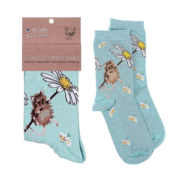 Wrendale Designs Socken, Maus mit Gänseblümchen, Himmelblau