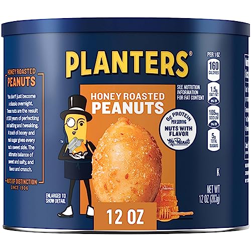 Image of PLANTERS Honey Roasted Peanuts, 12 oz Jar, Planters Honey Roasted Peanuts
