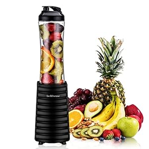 La Reveuse Smoothies Blender 300 Watt with 18 oz BPA-free Portable Travel Sports Bottle (Black)