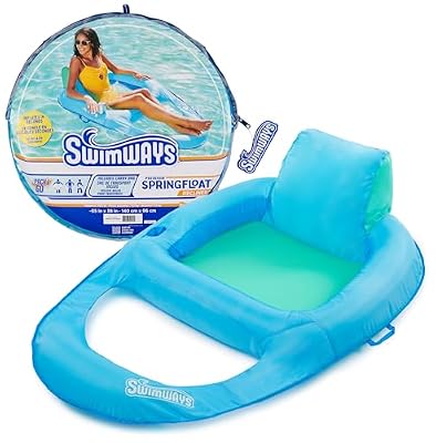 SwimWays Spring Float Premium Recliner Pool Lounger, Inflatable Pool Floats for Adults with Fast Inflation, for Ages 15 & Up