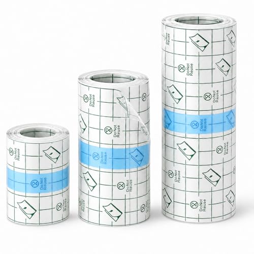 Judero 3 Rolls Second Skin Tattoo Cover Up Tape, 2/4/6 in x 2.2 yd Tattoo Aftercare Bandage Waterproof Cover Up Patch Clear Breathable Healing Film Wrap Tattooing Supplies for Shower & Swimming