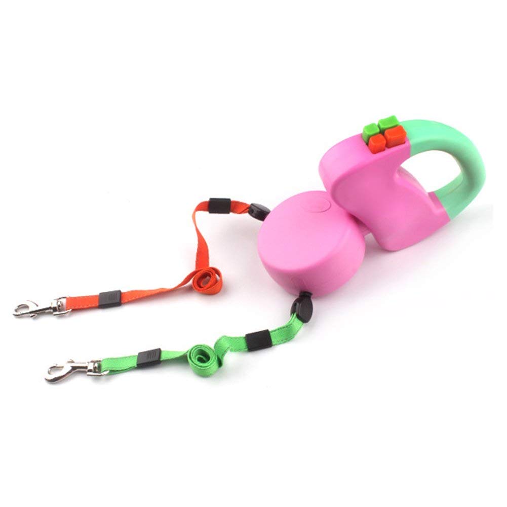 CENY Retractable Double Dogs Lead for 2 Dogs,No Tangle 3M Long,Dog Leash for Large Medium Small Dog To Walking Two Dogs Up to 40 Lbs Per Dog-Pink