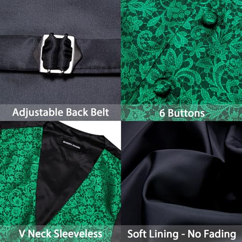 Image of Barry.Wang Men's Suit Vest Formal /Leisure Paisley Jacquard Silk Tie Pocket Square Waistcoat Set Wedding 5PCS