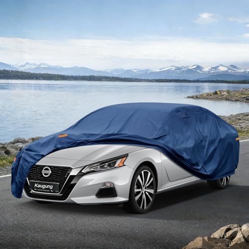 Image of Kaugung Custom Fit Car Cover for Nissan Altima (2002-2026), Heavy Duty Waterproof All Weather Outdoor Protection, Breathable Full Exterior Cover with Vent, Rain Sun Snow UV Proof