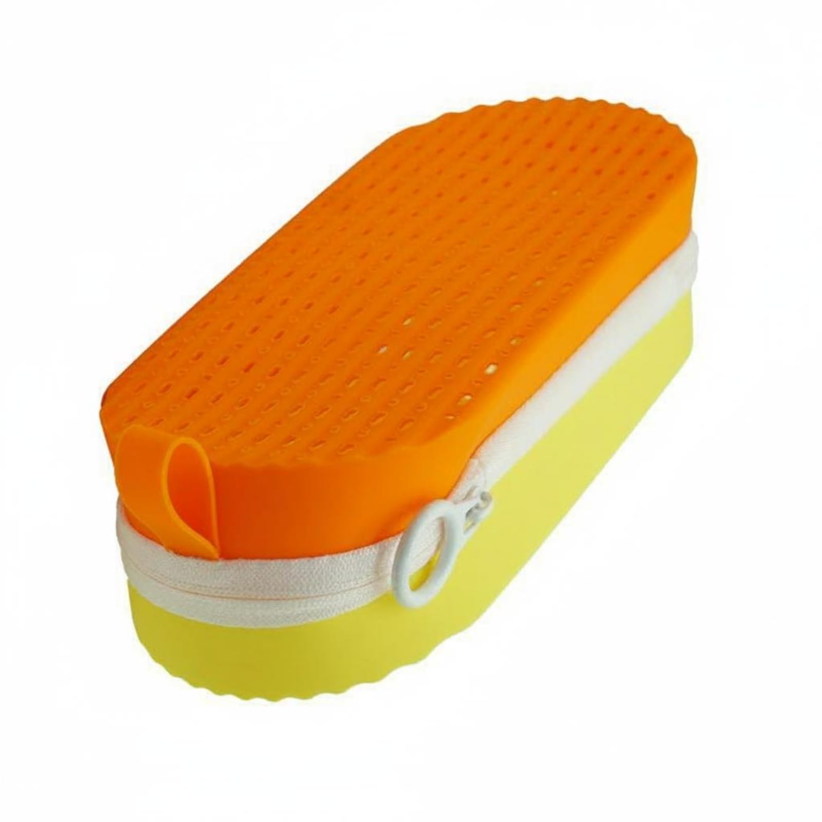 ZOOMELLA Perforated Eyewear Storage Case Zip-Around Swim Eyewear Case Loop Pull Tab Travel Accessory Compact for Swimmers, Orange Yellow-image-9