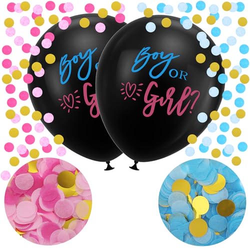 Ahqizfx 580085_1_BKYFSGQU Thickened Gender Reveal Balloon, 2Pcs Gender Reveal Confetti Balloons With Pink And Blue Confetti, 36 Inch Black Gender Reveal Balloons For Boy Or Girl, Baby Shower Gender Reveal Party Decoration Kit thumb #3