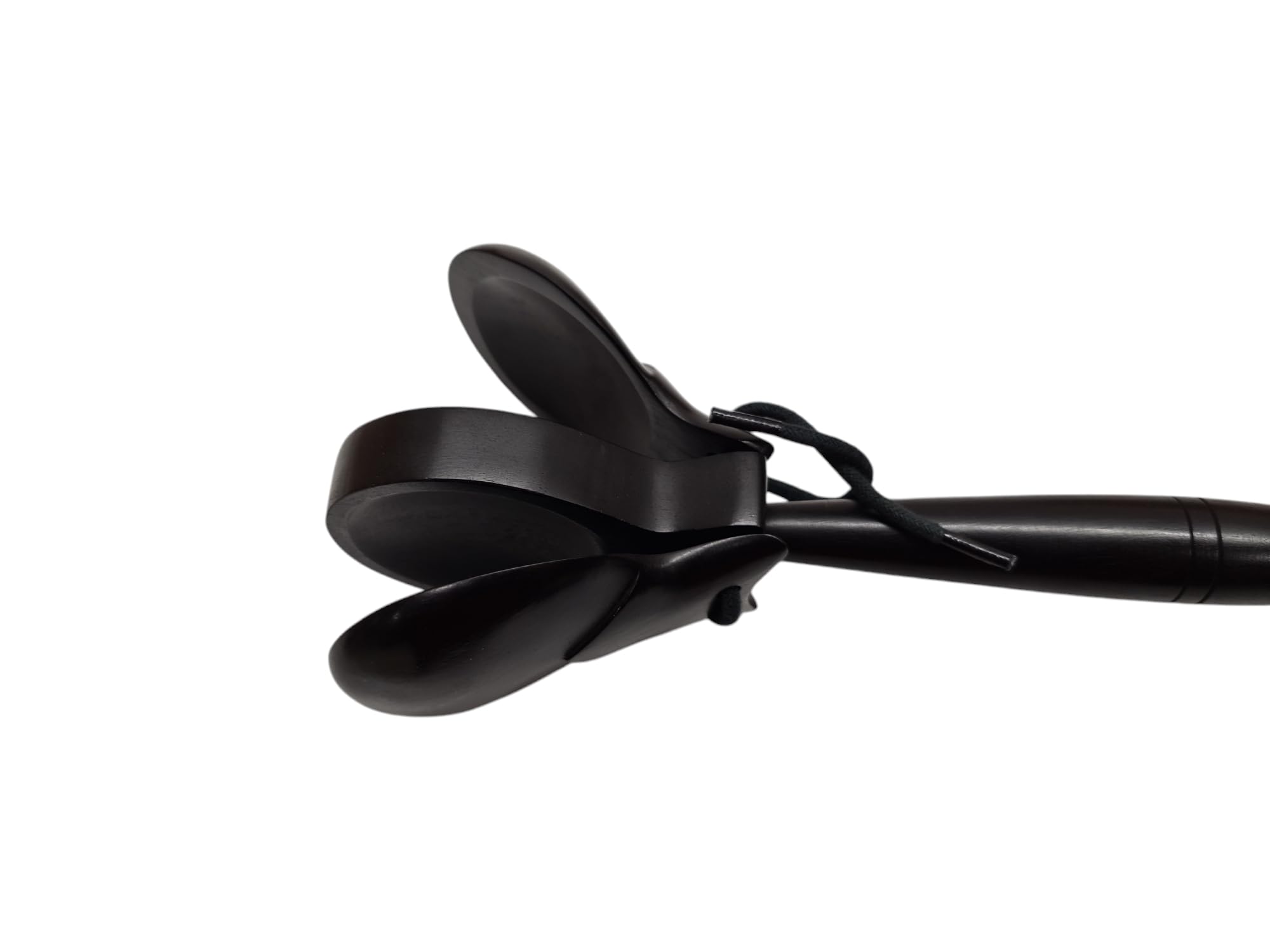 Hayman 157-D Kastagnetten mit Griff aus Ebenholz – Doppel-Stielkastagnette für Profis & Anfänger – Länge 35 cm, Breite 6 cm – Hochwertige Klanghölzer für Flamenco & Percussion