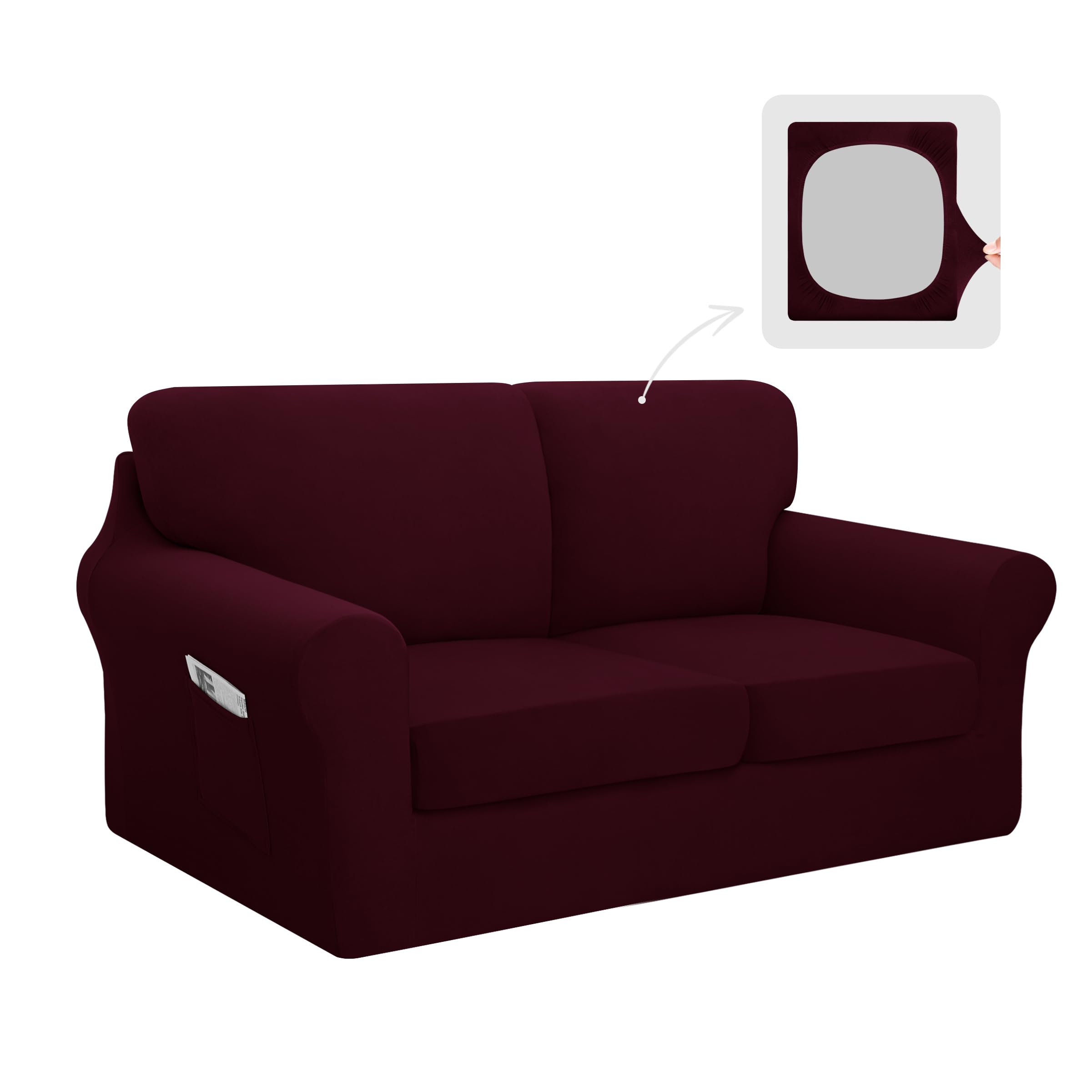 Easy-Going 5 Pieces Stretch Loveseat Cover Washable Loveseat Slipcover Set for 2 Backrest and Seat Cushion Couch Anti-Slip Sofa Couch Cover Furniture