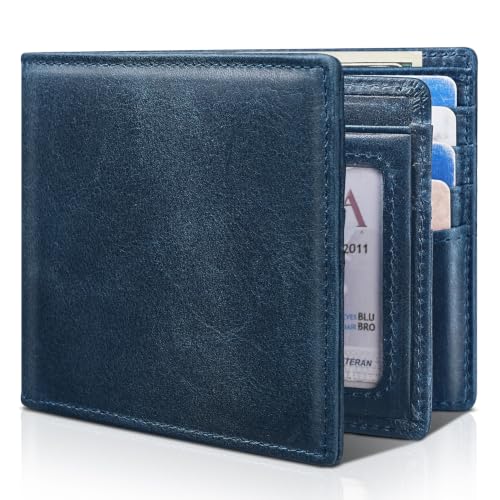 Image of Artpaxy Mens Wallet Bifold Genuine Leather RFID Blocking Wallet for Men with 1 ID Window 15 Card Holders 2 cash pockets 1 Gift Box
