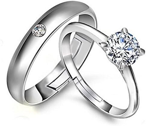 Popmode Rhodium Plated Cubic Zirconia Couple Ring Set
