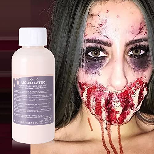 Go Ho Liquid Latex Sfx Makeup(2 Oz),Halloween Monster Zombie Special Effects Makeup For Scar Cut Wound Peeling Skin Wrinkles Stipples Burns Blisters,Light Flesh #TOP2