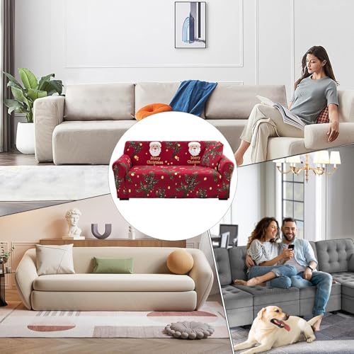 Housses de canapé imprimées Noël haute élasticité pour salon et chambre
