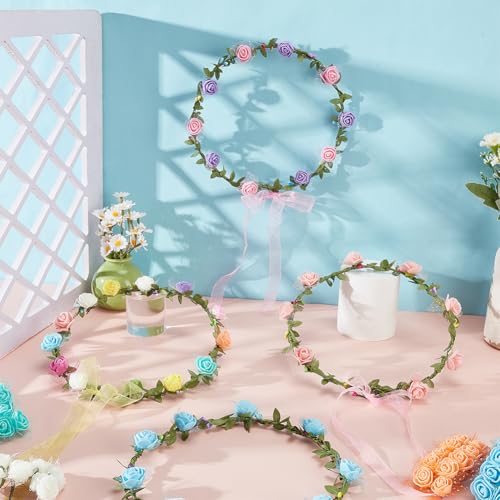 INFUNLY 137pcs/Set DIY Flowers Crowns Making Kit Handmade Flower Garland Wreaths Make Your Own Floral Crowns Kit Flower Wreath Hair Accessories Gift for Wedding Birthday Party Favour DIY Arts Crafts
