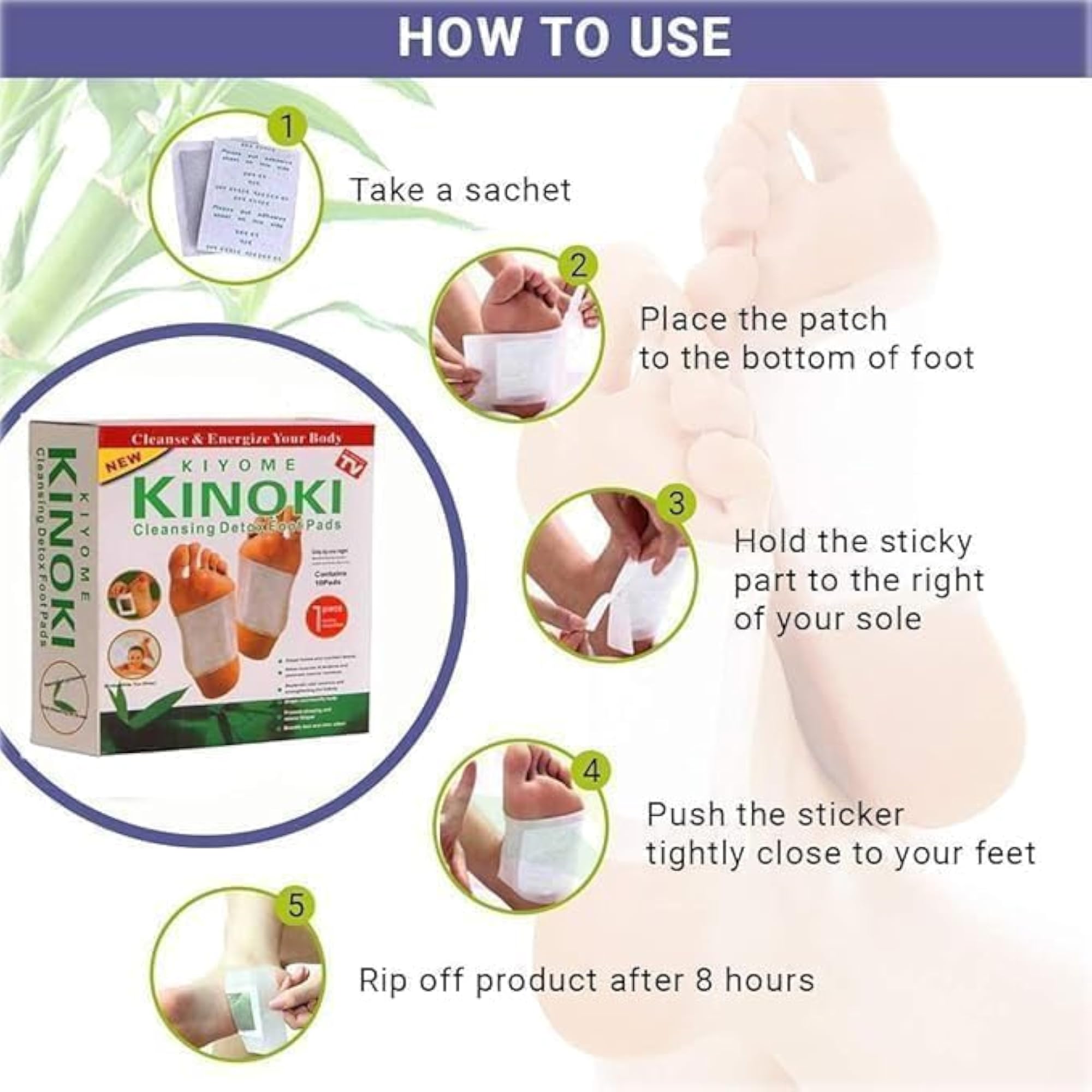 Kinoki Detox Foot Patch with Adhesive Sheets, Natural Herbal Foot Patches