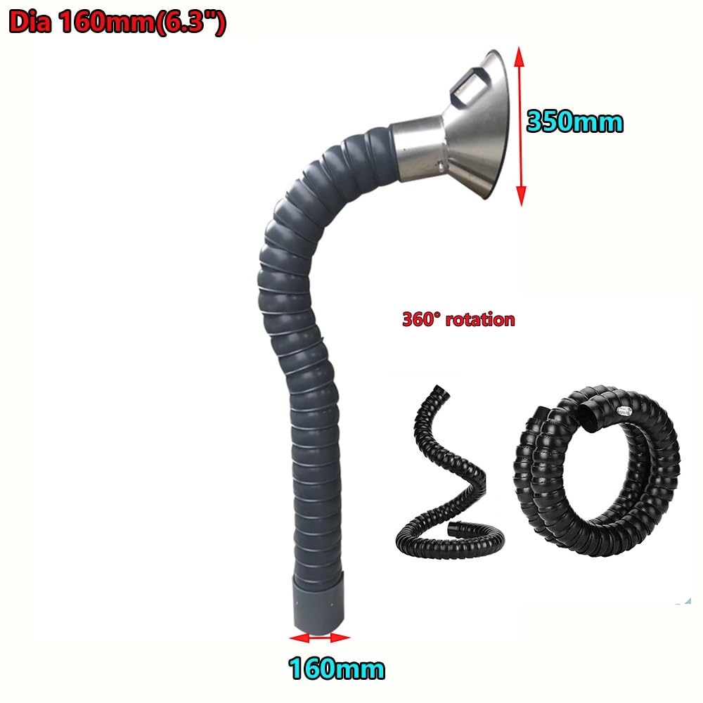 Brazo colector de conducto Flexible con Cubierta de Acero Inoxidable, Manguera extractora de Humos articulada de 4" y 6" para Laboratorio Industrial y Taller, Manguera de extracción de Humos
