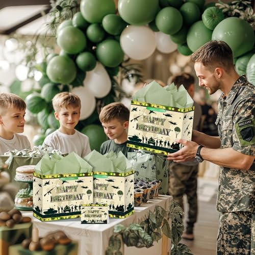 Woosytoo Camouflage Birthday Gift Bag Army Party Supplies Gift Bag With Wrapping Paper And Card Large Camouflage Birthday Party Wrapping Paper Bag With Handle Army Camo Party Decorations For Boys Girls Teen thumb #6