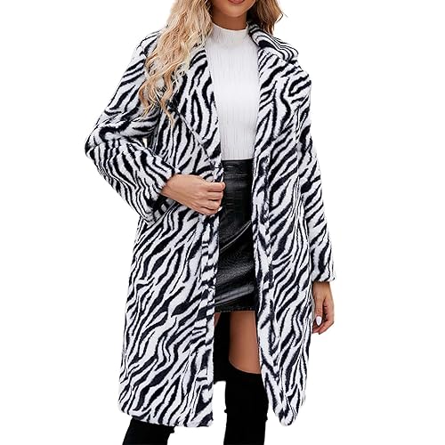 Amazon.com: HGps8w Faux Fur Winter Coats for Women Zebra Print