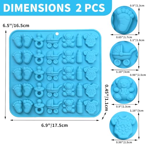 2 Pack Silicone Chocolate Molds - Feet, Onesie Bottle Pacifier Carriage Bear Mold, Silicone Mold for Candy Gummy Cake Cupcake Decoration Chocolate by Ahorasky - Image 2