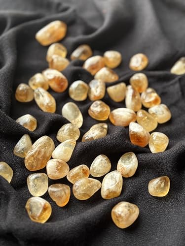 Image of Tumbled Stones, Natural Crystal Healing Stones, Home Office Decor, Aquarium Decorative Pebbles, Vase Fillers (Citrine, 100)