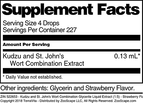 Miniatura 5 de Kudzu and St. John's Wort - Extracto líquido combinado de glicerita (15), sabor a fresa (1 oz, ZIN 522653)