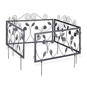 Relaxdays 10020696 Clôture décorative de jardin en métal panneau extérieur 47 x 56,5 cm, noir
