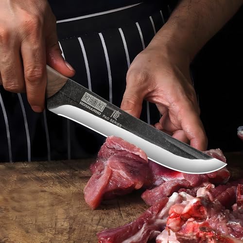HOSHANHO 6.7 Inch Boning Knife for Meat Cutting, Super Sharp Fillet Knife for Fish, High Carbon Steel Hand Forged Butcher Knives for Brisket Trimming, BBQ, Camping - Image 6