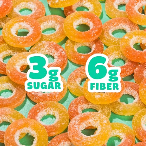 Image of SmartSweets Peach Rings, Low Sugar Gummy Candy, 1.8oz Bags, 12 Pack