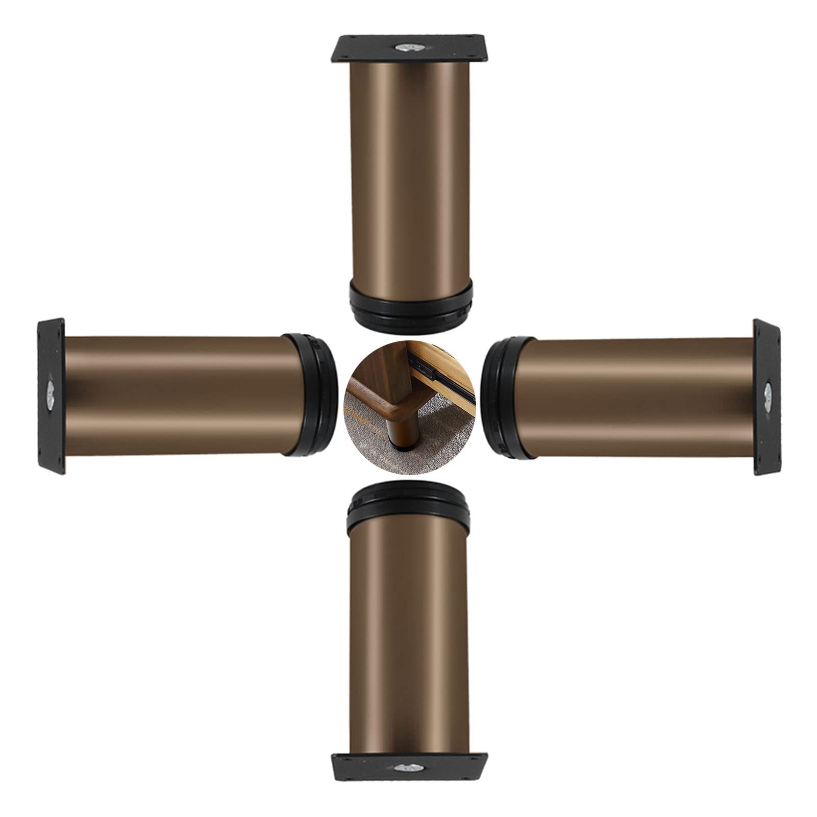 4 Piezas Pies Muebles Patas para Mesas Acero Inoxidable, Pies de Gabinete Redondo Altura Regulables 30mm, para Sofá Mesa de Café Mueble de Baño Mueble de TV (45cm/17.72in)