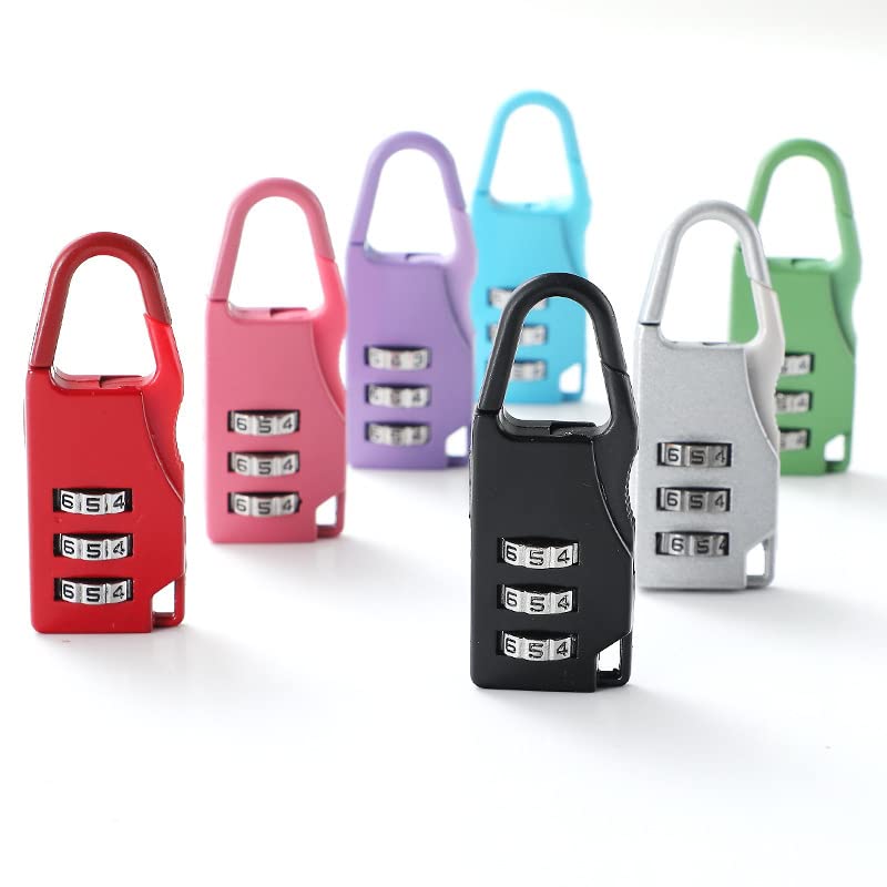 Leenwa 7 Pack Mini Password Lock Colorful 3 Digit Number Code Combination Padlocks Zinc Alloy Security Luggage Suitcase Backpack Cupboard Cabinet Anti-Theft Locks School Gym Locker