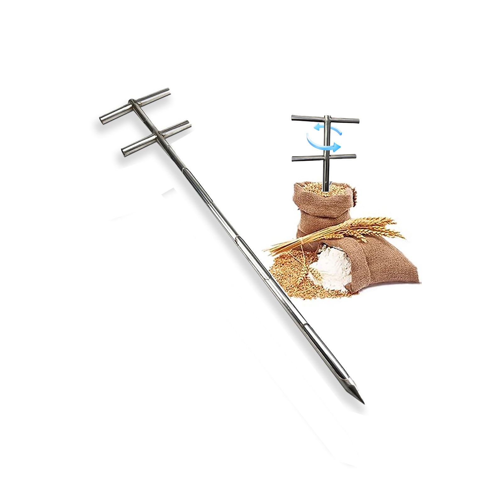 Kornsondenproben-Werkzeug, Edelstahl, 2 m x 32 mm, ideal für genaue Reis-, Mais- und Weizentests, wissenschaftliche Forschungsgeräte