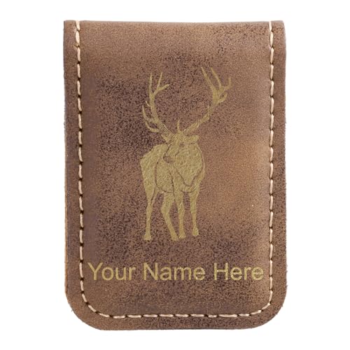 LaserGram Slim Magnetic Money Clip, Elk, Personalized Engraving Included (Rustic)