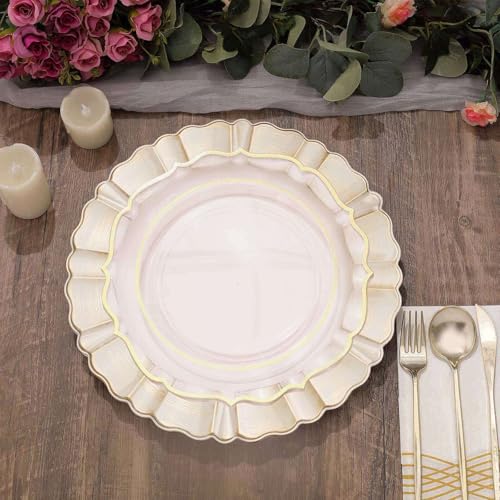 Platos desechables acrílicos beige 13" pack x6 miniatura 6