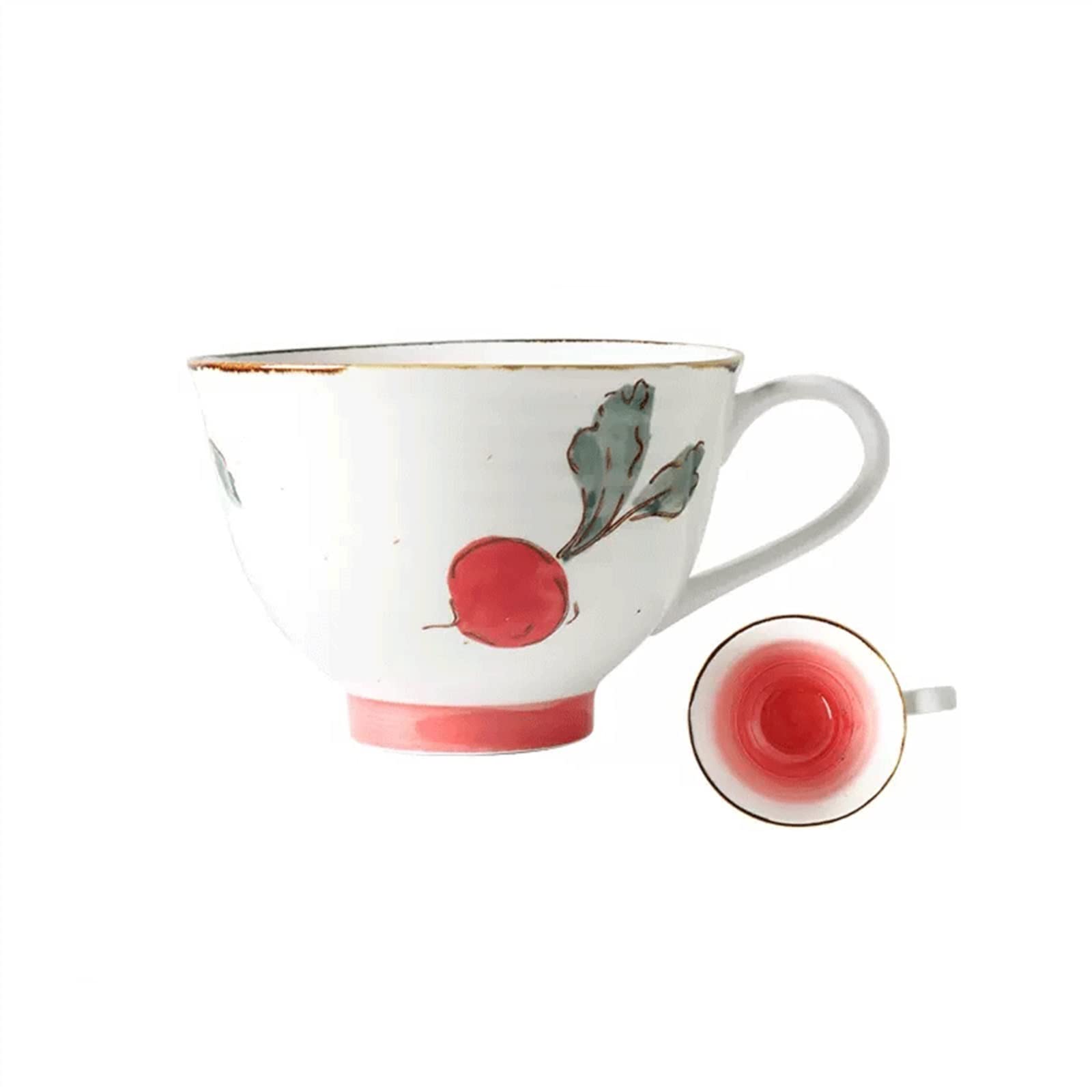 Zxfiytbh Pink Mug Cups 350Ml Ceramic Water Cup Retro Home Coffee Breakfast Large Capacity Oatmeal Coffee Drink Cup