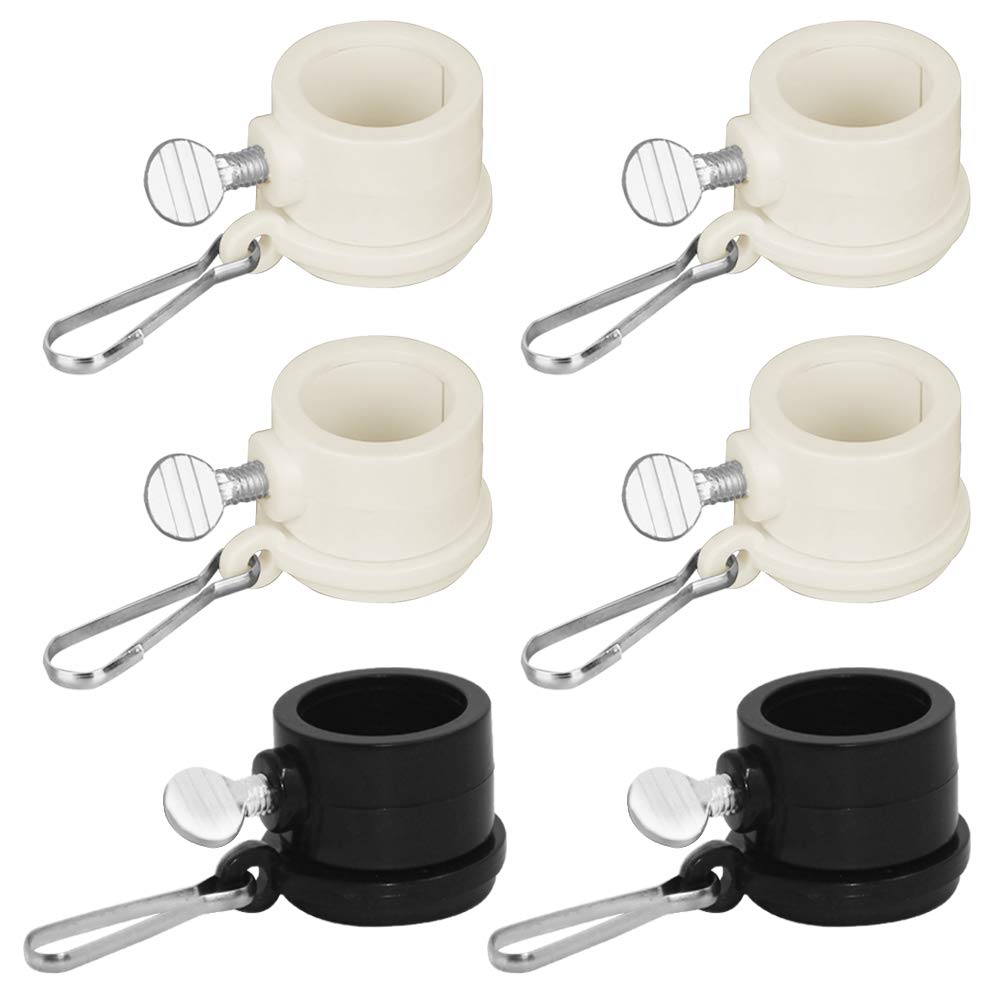 6 Pcs Flagpole Mounting Rings,Sonku 360 Degree Free Rotating Hardware Rings Adjustable Fasteners with Metal Clips for 0.7 to 1 Inch Flagpole-Black,White