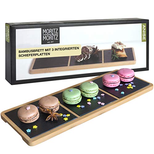 Moritz & Moritz Platos Pizarra Anise con tiza para escribir - Platos de Pizarra Natural - Platos para aperitivos para personalizar y decorar