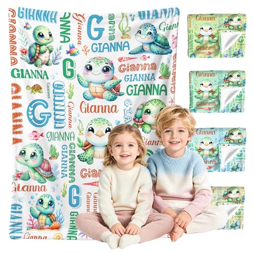 Image of Custom Turtle Blanket for Boys Girls,Ultra Soft Personalized Gifts Baby Blanket,Customized Throw for Toddlers Newborn Stroller Crib,40 inchx50 inch