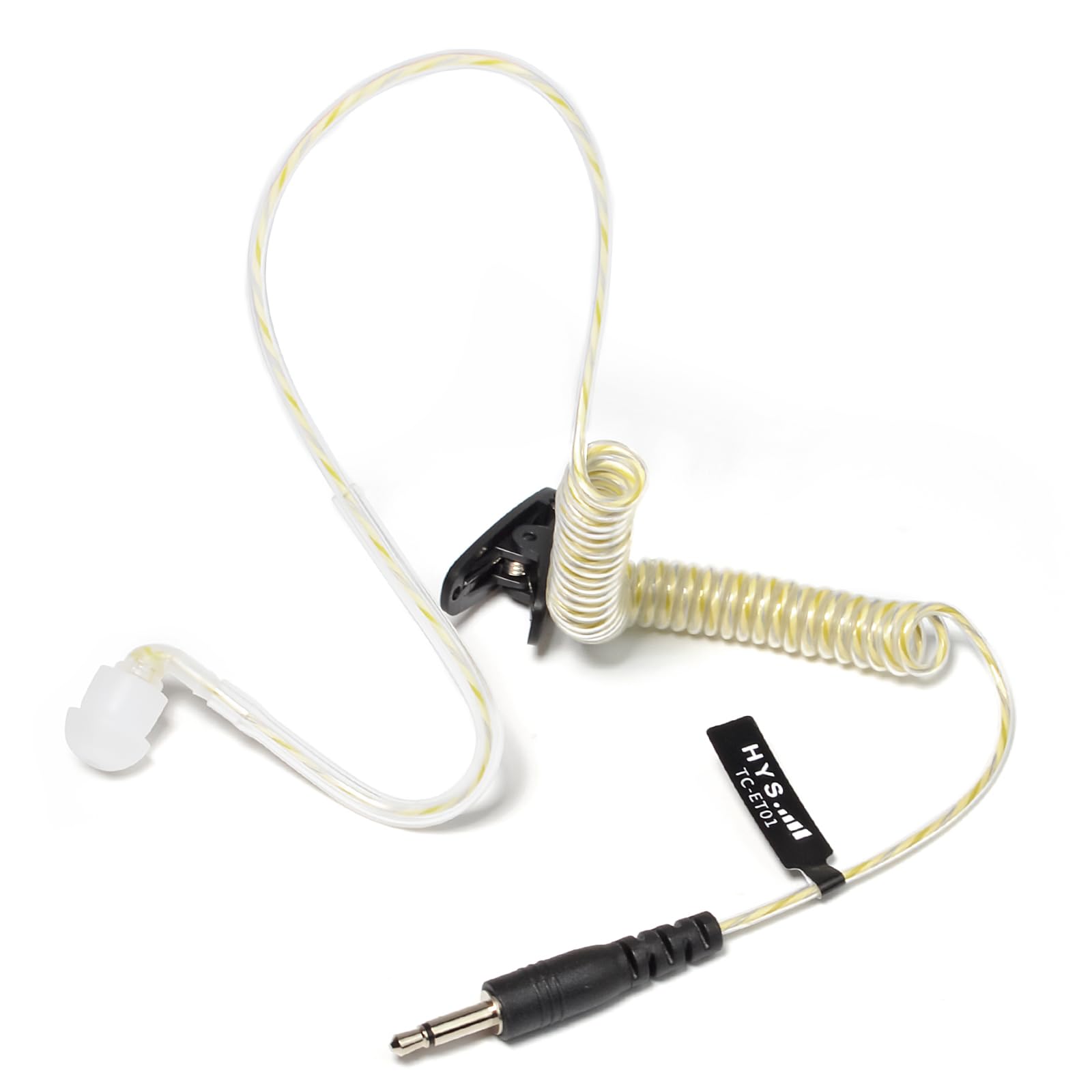 HYS Słuchawki douszne wąż dźwiękowy - jack 3,5 mm - One Ear - Listen Only słuchawki z symetryczną armaturą - zestaw słuchawkowy do urządzeń radiowych, mikrofonów głośnikowych