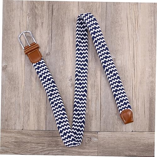 Unisex Elastic Woven Canvas Waist Belt Stretch Strap Metal Buckle for Casual Wear and White Design Suitable for Men and Women2