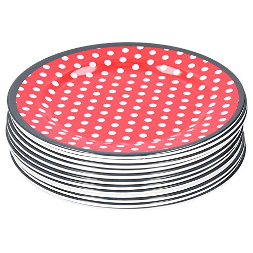 Nikou Juego de 12 platos de ensalada, vajilla de porcelana de imitación de alta calidad para uso doméstico, diseño de puntos rojos, ideal para ensaladas, frutas y alimentos Nikou Juego de 12 platos de ensalada, vajilla de porcelana de imitación de alta calidad para uso doméstico, diseño de puntos rojos, ideal para ensaladas, frutas y alimentos