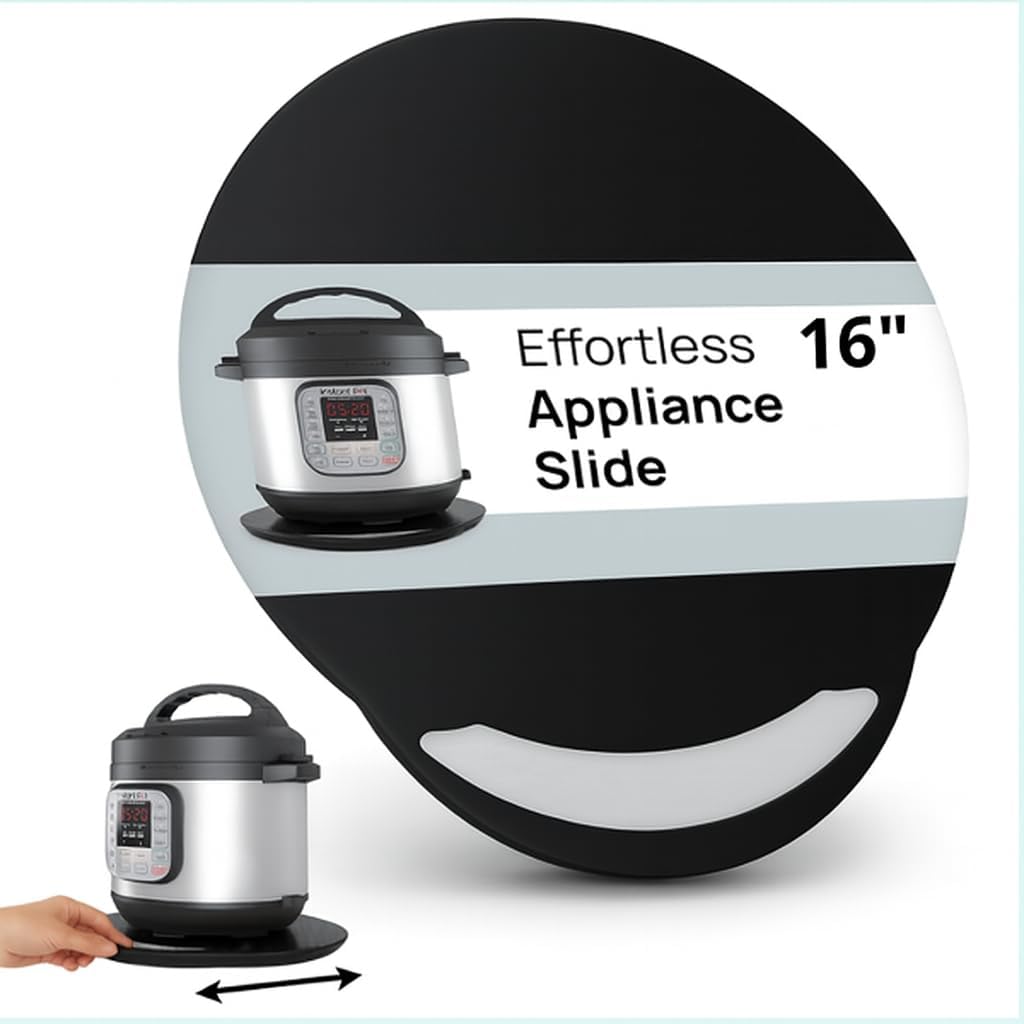 Ibyx Elegant Round Sliding Tray for Your Pressure Cooker, Air Fryer & Heavy Kitchen Appliances – Sturdy, Slides Easily from Under The Cabinet (Black, 16β) Ibyx Elegant Round Sliding Tray for Your Pressure Cooker, Air Fryer & Heavy Kitchen Appliances – Sturdy, Slides Easily from Under The Cabinet (Black, 16β)