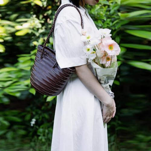 Image of Woven Tote Bag For Women, Fashion Crossbody Shoulder Bag, Casual Top-handle Handbags, and Travel Purses Phone Bag