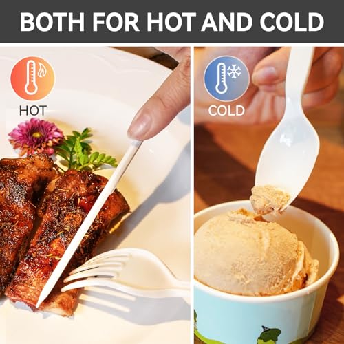 POSATE Plastic Spoons, White, Heavy weight, 100 Count - Thumbnail 3