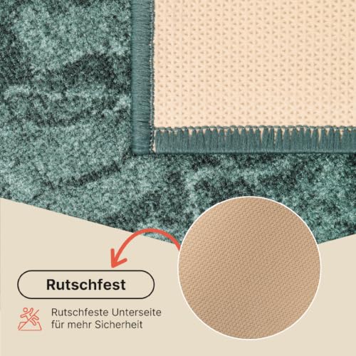 TAPISO Anti Rutsch Teppich Läufer rutschfest Brücke Meterware Grün Gelb Ornament Design Meliert Flur Küche Wohnzimmer 100 x 390 cm – Ansicht 6