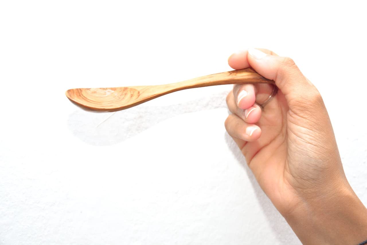 Juego de 6 cucharas de madera de olivo de 7 pulgadas