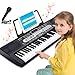 Asdsed Piano Keyboard für Einsteiger, 61 Tasten Elektronisches Klavier mit Notenständer, Lernmodi, Mikrofon, E-Piano Geschenk für Kinder ab 7 Jahre (Schwarz ohne Ständer)